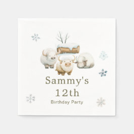 Cute Winter Arctic Cow Birthday Pappersservett