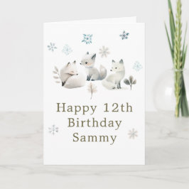 Cute Winter Arctic Wolf Birthday Party Kort
