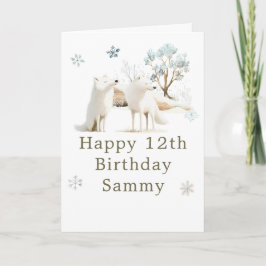 Cute Winter Arctic Wolf Birthday Party Kort