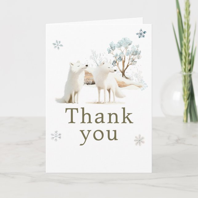 Cute Winter Arctic Wolf Birthday Party Tack Kort (Framsida)