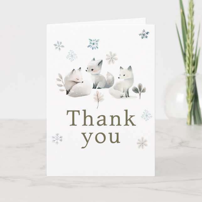 Cute Winter Arctic Wolf Birthday Party Tack Kort (Framsida)