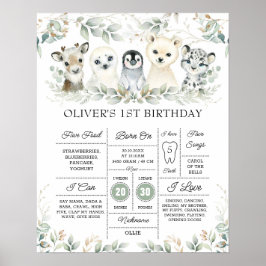 Cute Winter Artic Animals - första födelsedagsmils Poster