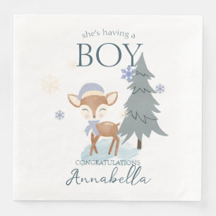 Cute Winter Baby Hjort Boy Fawn Pappersservett