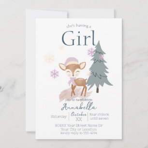 Cute Winter Baby Hjort Female Fawn Inbjudningar