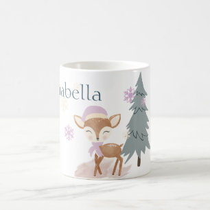 Cute Winter Baby Hjort Female Fawn Kaffemugg