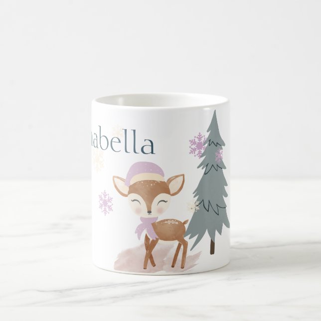 Cute Winter Baby Hjort Female Fawn Kaffemugg (Center)
