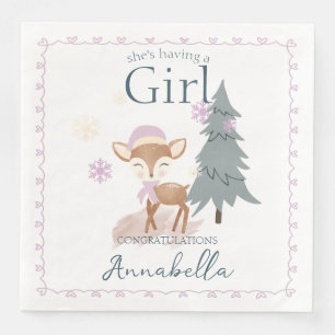 Cute Winter Baby Hjort Female Fawn Pappersservett