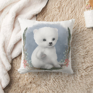 Cute Winter Baby Polar Bear Dekorativ kudde