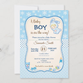 Cute Winter Banny Baby Shower Invitation Inbjudningar