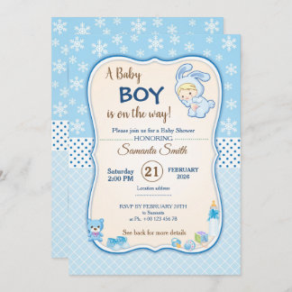 Cute Winter Banny Baby Shower Invitation Inbjudningar