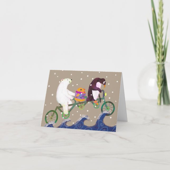 Cute Winter Bear and Animal Friends Holiday Card Tack Kort (Framsida)