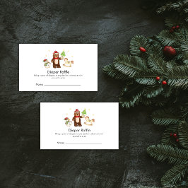 Cute Winter Bear Snowman Diaper Raffle Baby Shower Tilläggskort