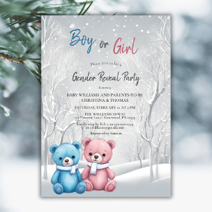 Cute Winter Bears Gender Reveal Party Inbjudningar
