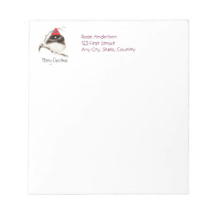 Cute Winter Bird i Hat, jul, Humor, Junco Anteckningsblock