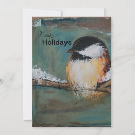 Cute Winter Black Caps Chickadee Julkort