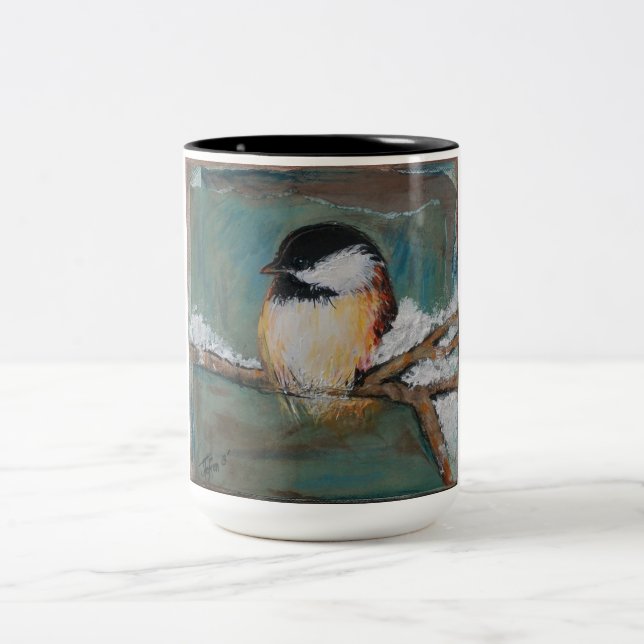 Cute Winter Black Caps Chickadee Mugg (Center)