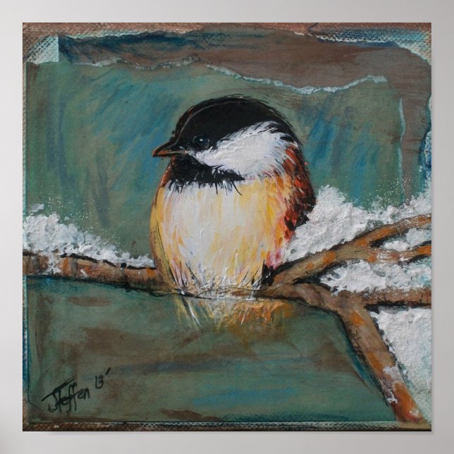 Cute Winter Black Caps Chickadee | POSTER (Framsidan)