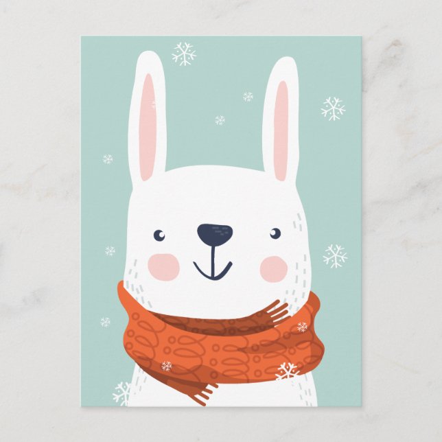 Cute Winter Bunny vykort (Framsida)