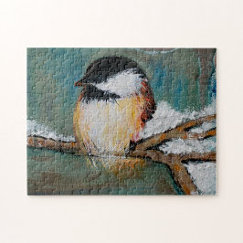 Cute Winter Chickadee Art Pussel