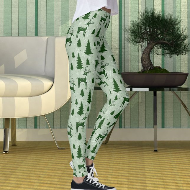 Cute Winter Christmas Reindeer Snowflakes Pattern Leggings (Skapare uppladdad)