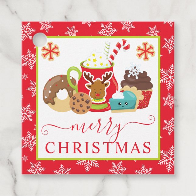 Cute Winter Cookies och Cocoa-julen Gåvor Etiketter (Framsida)