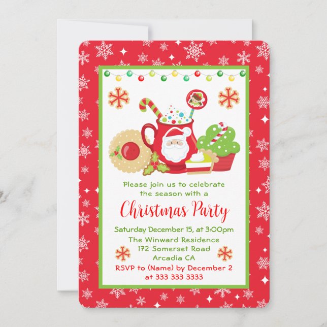 Cute Winter Cookies och Cocoa-julen Party Inbjudningar (Framsida)