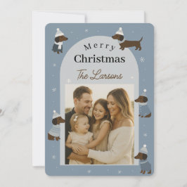 Cute Winter Dachshund Christmas Photo Card Julkort