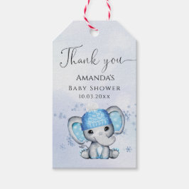 Cute Winter Elephant Baby Shower Tack Gift Ta Presentetikett