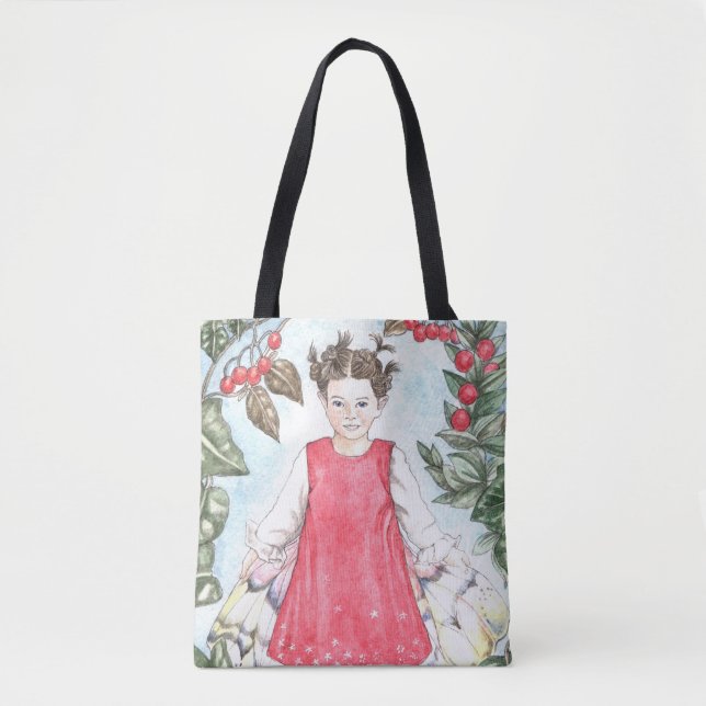 Cute Winter Fairy Tote Bag Tygkasse (Framsida)