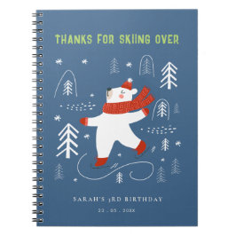 Cute Winter Forest Bear Ski Kids Guestbook Anteckningsbok