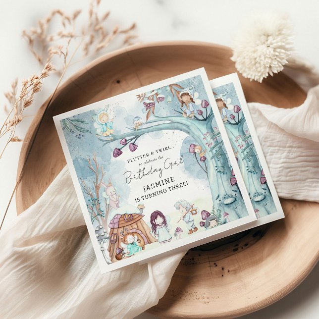 Cute Winter Forest Fairy Jul Birthday Pappersservett (Skapare uppladdad)
