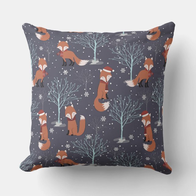 Cute Winter Fox Kudde (Framsida)