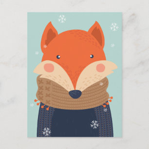 Cute Winter Fox-vykort Vykort
