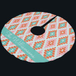 Cute Winter Geometric Mönster Teal and Rosa Namn Julgransmatta Borstad Polyester<br><div class="desc">Personlig Cute Winter Geometric Diamond Mönster i Teal and Rosa Julgran Skirt</div>