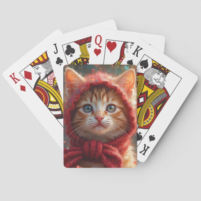 CUTE WINTER GINGER CHRISTMAS CAT-spelkort Casinokort (Baksidan)