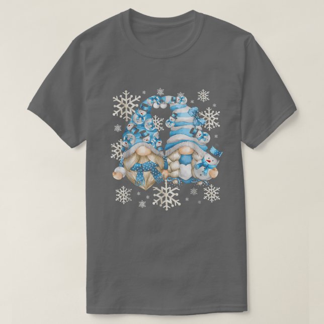 Cute Winter Gnomes med Snöflingor-snöbollsskal T Shirt (Design framsida)