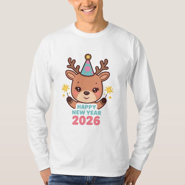cute winter happy new year 2026 long sleeve t shirt (Framsida)