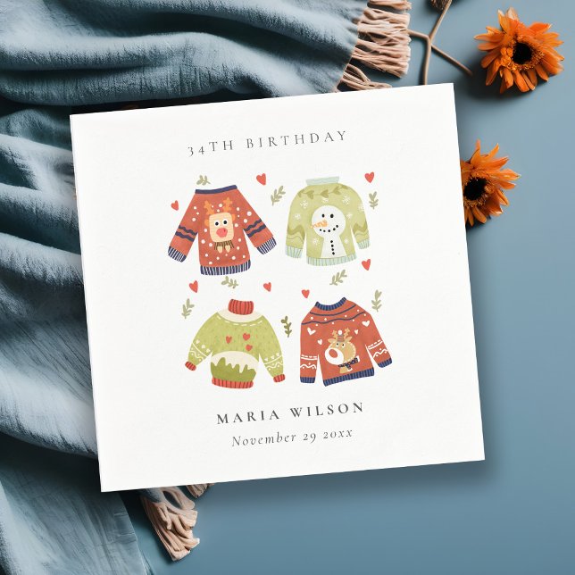 Cute Winter Heart Ugly Sweater any age Birge Pappersservett (Skapare uppladdad)