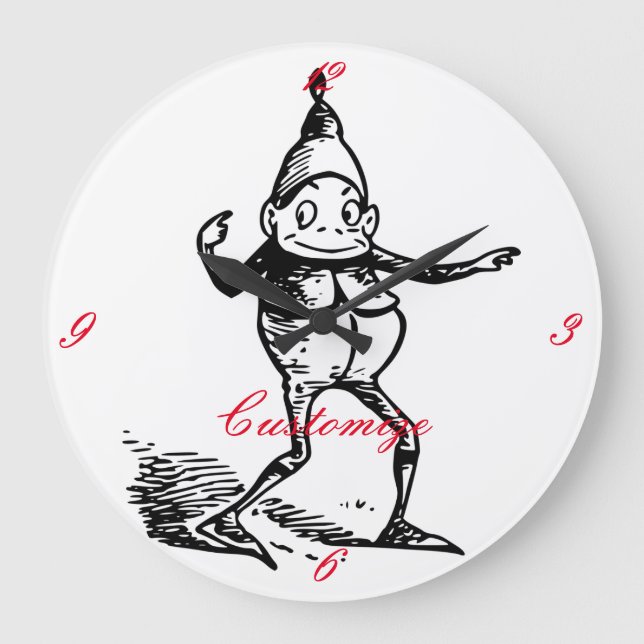 Cute Winter Helgdag Elf Gnome Thunder_Cove Stor Klocka (Framsida)