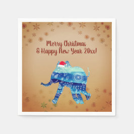 Cute Winter Helgdagars, Elephant Teckning Napkins Pappersservett