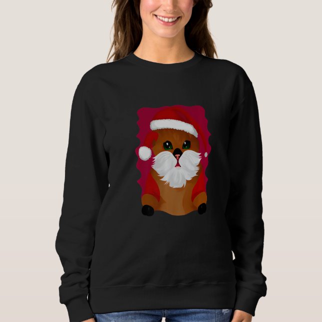 Cute Winter Holiday Christmas Cat in a Santa Hat G T Shirt (Framsida)