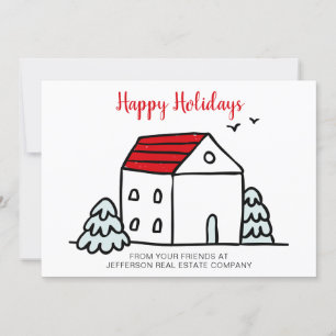 Cute Winter House Real Gods Julkort