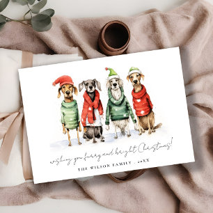 Cute Winter Hundar Sweater Hårig & Bright jul Julkort