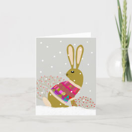 Cute Winter Hygge Rabbit BLANK-gratulationskort Tack Kort