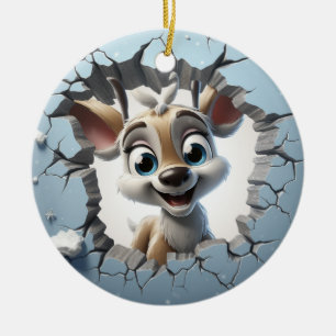 Cute Winter-julrenar Julgransprydnad Keramik