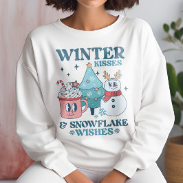 Cute Winter Kisses & Snowflake Önskemål Winter T Shirt