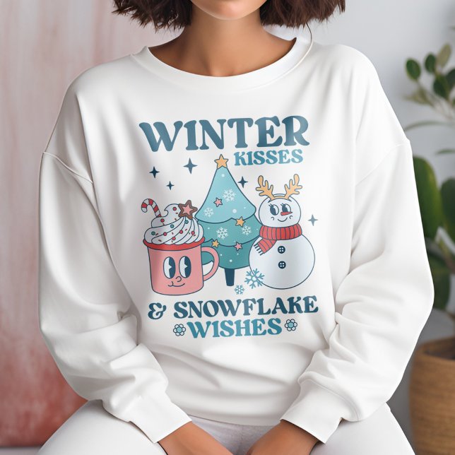 Cute Winter Kisses & Snowflake Önskemål Winter T Shirt (Skapare uppladdad)