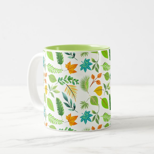 Cute Winter Lövs | Keramisk blomsterplanterare Två-Tonad Mugg (Framsida vänster)