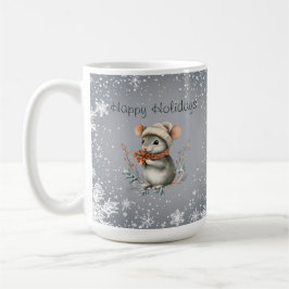 Cute Winter Mouse with Berries Kaffemugg
