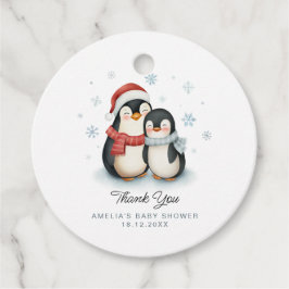 Cute Winter Penguin-familjens babystövel Gåvor Etiketter